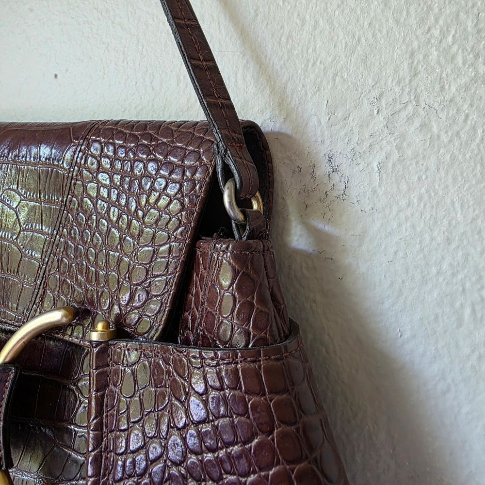 Vintage Y2K XOXO Brown Snake Print Gold Hardware Baguette Bag - Picture 9 of 9